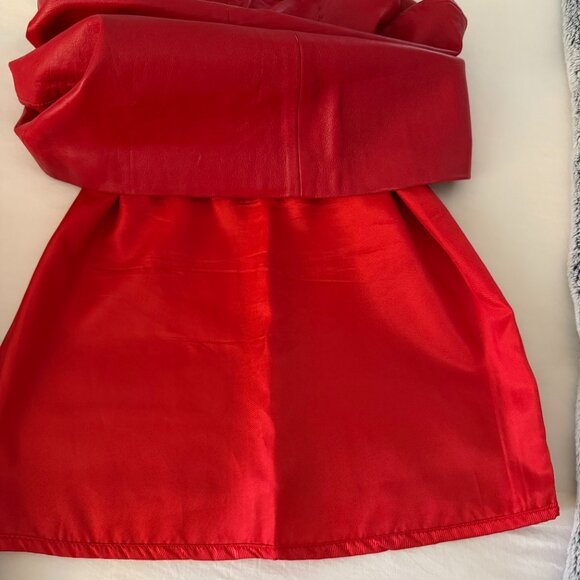 Firenze Santa Barbara Leather Pencil Skirt - Red, approx size 4 - Picture 5 of 8